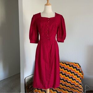 Vintage Salzburger Trachtenecht Floral Dirndl Midi Dress